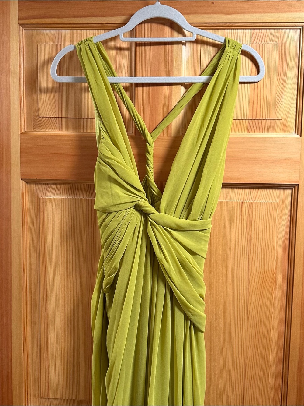ASOS draped plunge maxi dress with wrap detail in lime green